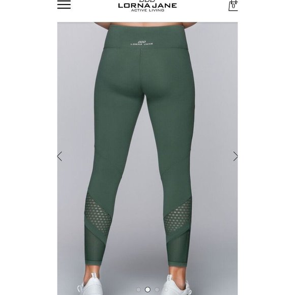 Lorna Jane mesh leggings burgundy full length Sz 8 adjustable waist $120 pocket - Picture 3 of 9